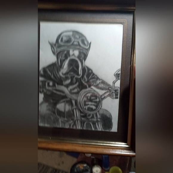 Hand Drawn Artwork by me of Hound on a Harley Davidson or Hog - Picture 4 of 4